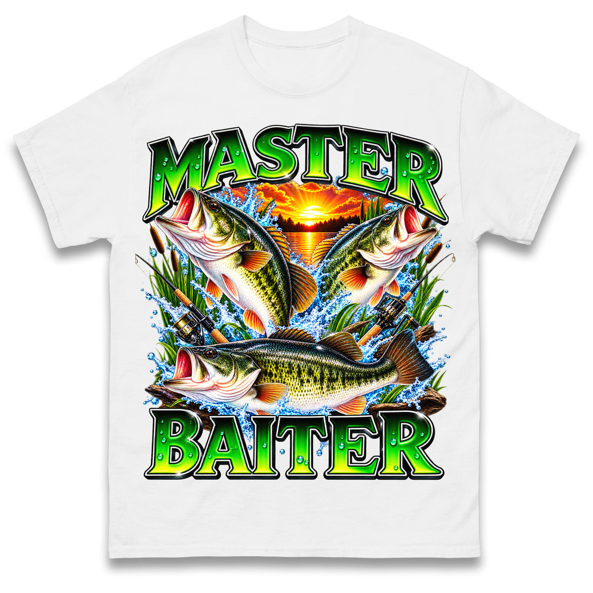 Master Baiter T Shirt Retro Sunset Fishing Funny Fisherman Gift