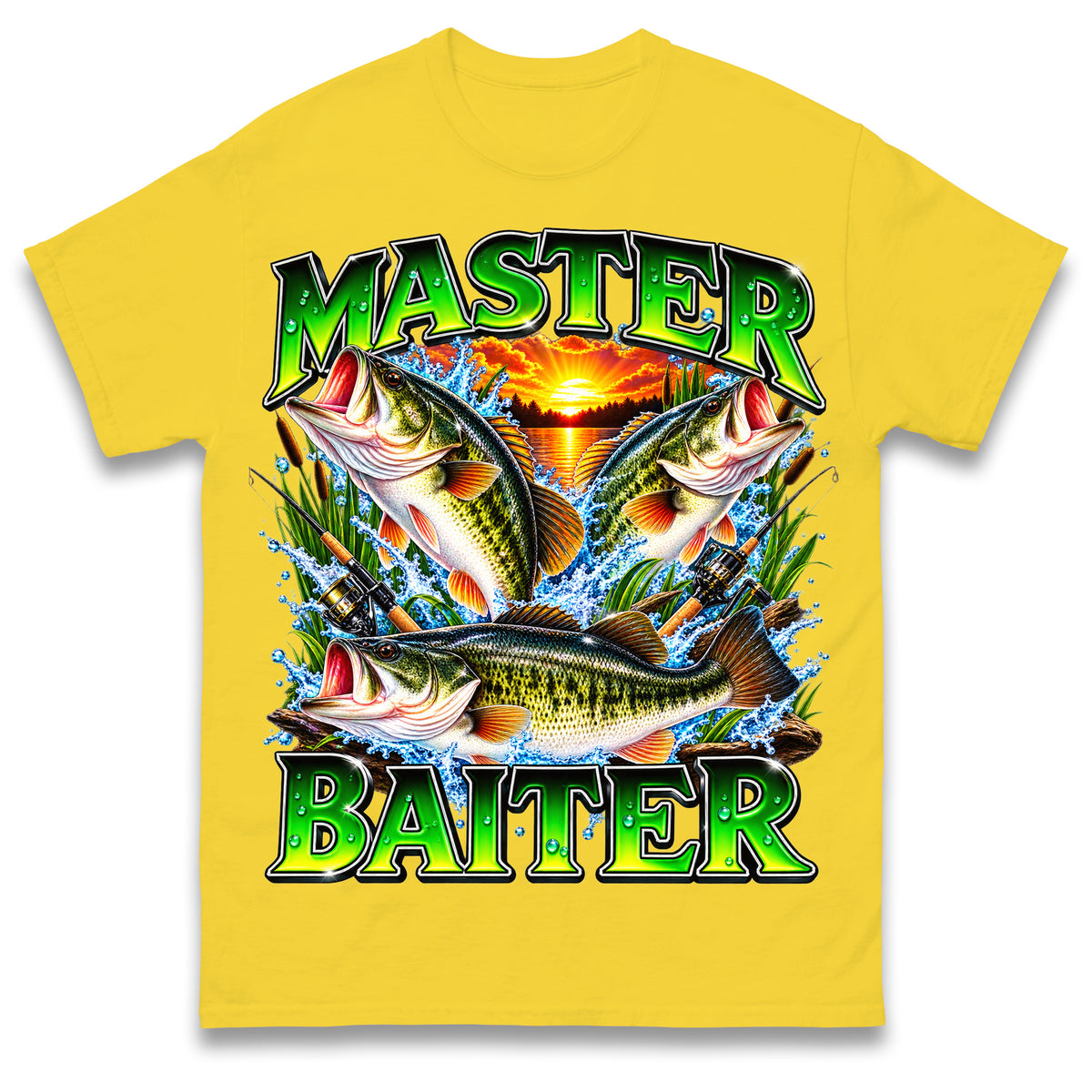Master Baiter T Shirt Retro Sunset Fishing Funny Fisherman Gift