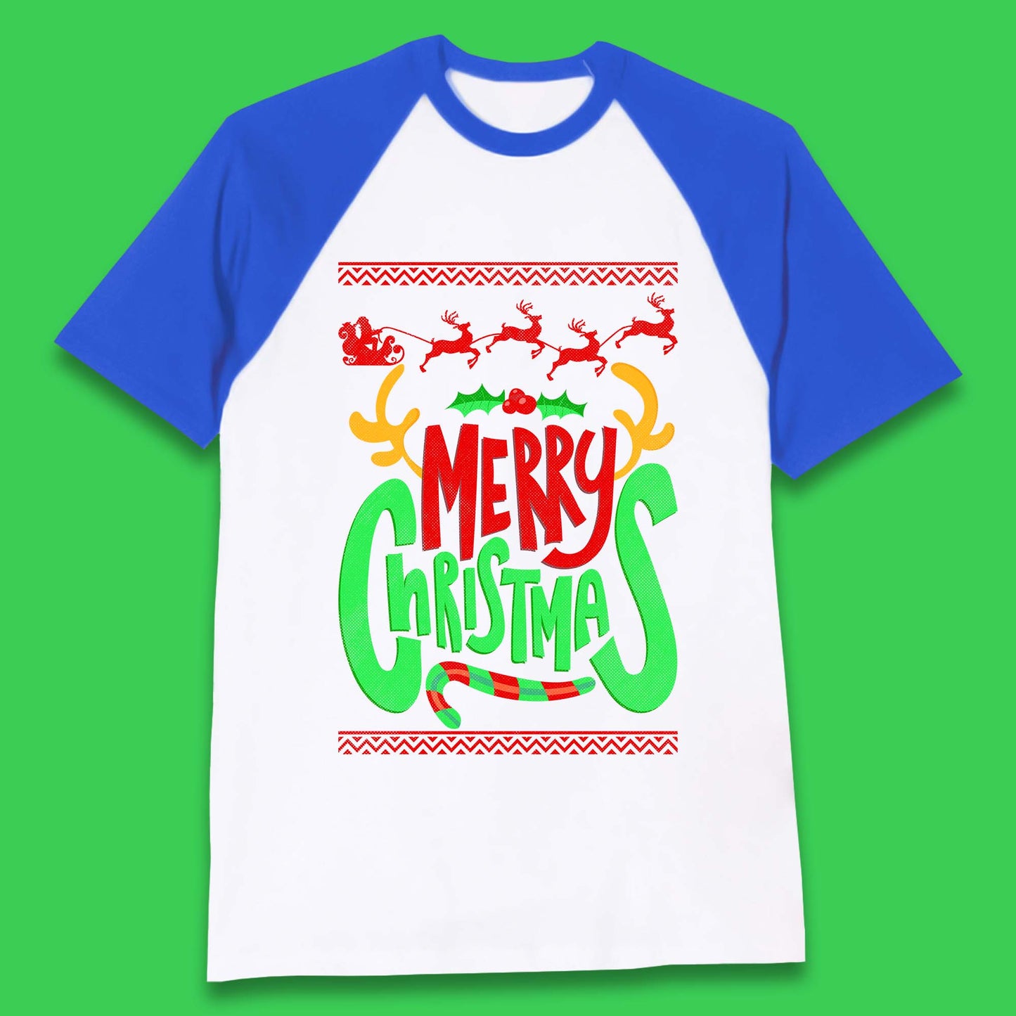 christmas reindeer antlers baseball t shirt