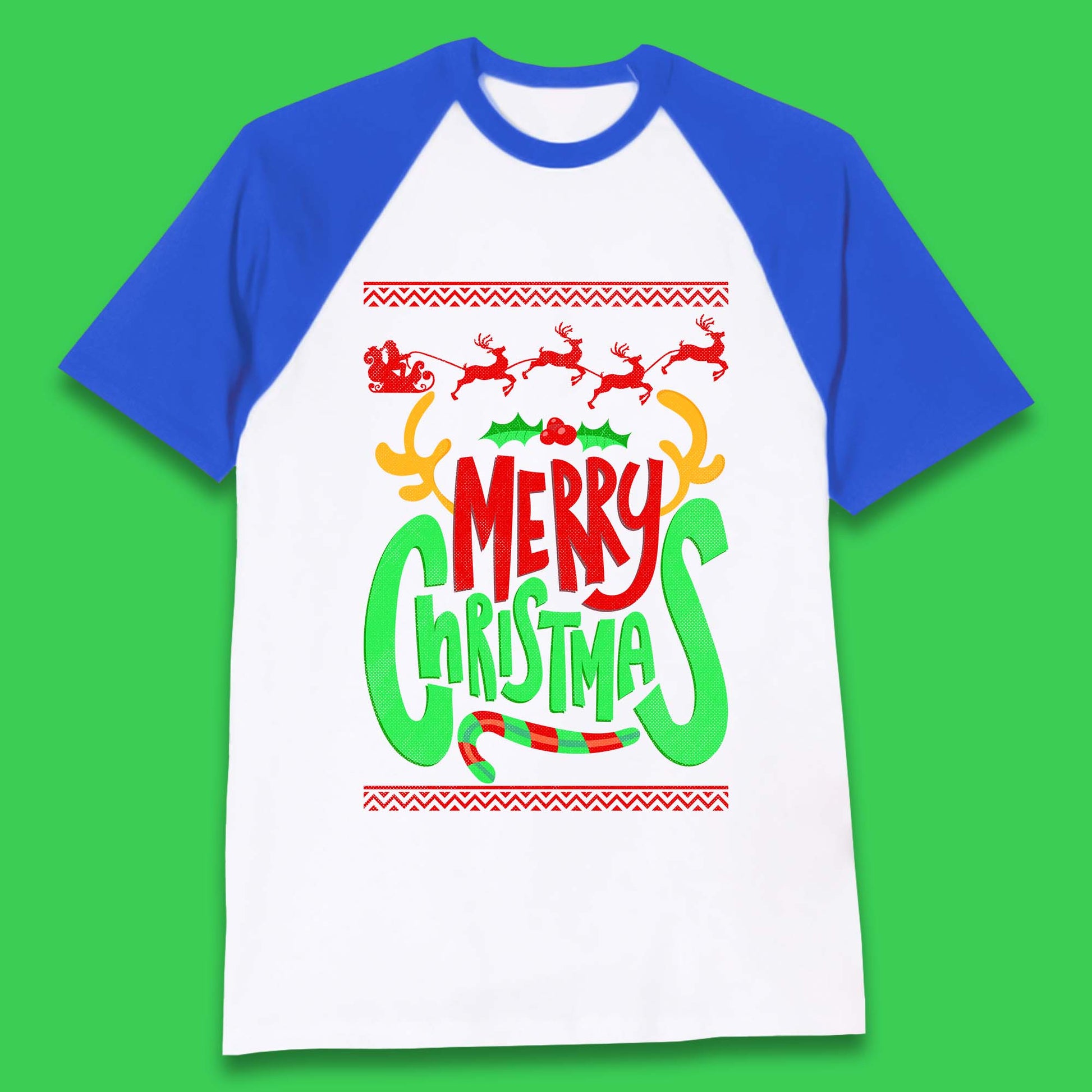 christmas reindeer antlers baseball t shirt