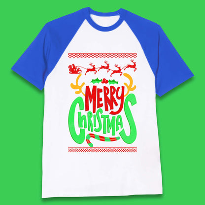 christmas reindeer antlers baseball t shirt