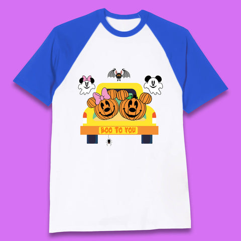 Disney Halloween Mickey Minnie Mouse Pumpkin Ghost Boo To You Horror Scary Disney Trip Baseball T Shirt
