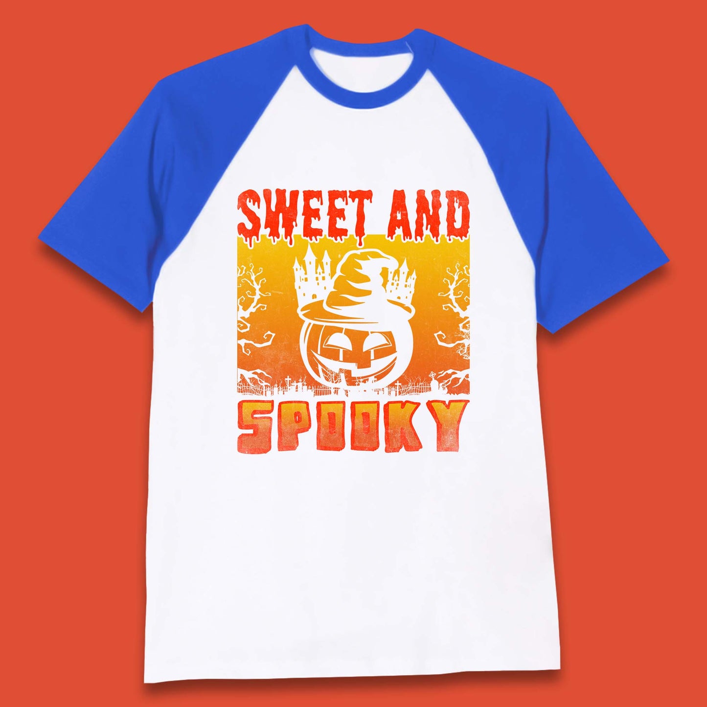 Sweet And Spooky Happy Halloween Witch Hat Pumpkin Horror Scary Season Baseball T Shirt