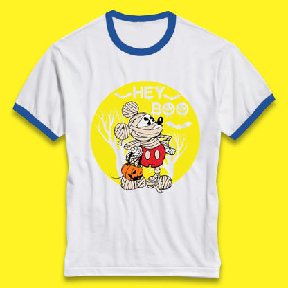 Hey Boo Disney Halloween Mickey Mouse Mummy Trick Or Treat Spooky Vibes Ringer T Shirt