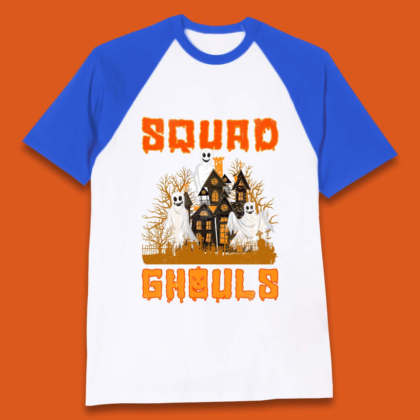 Squad Ghouls Halloween Boo Ghost Horror Scary Haunted House Baseball T Shirt