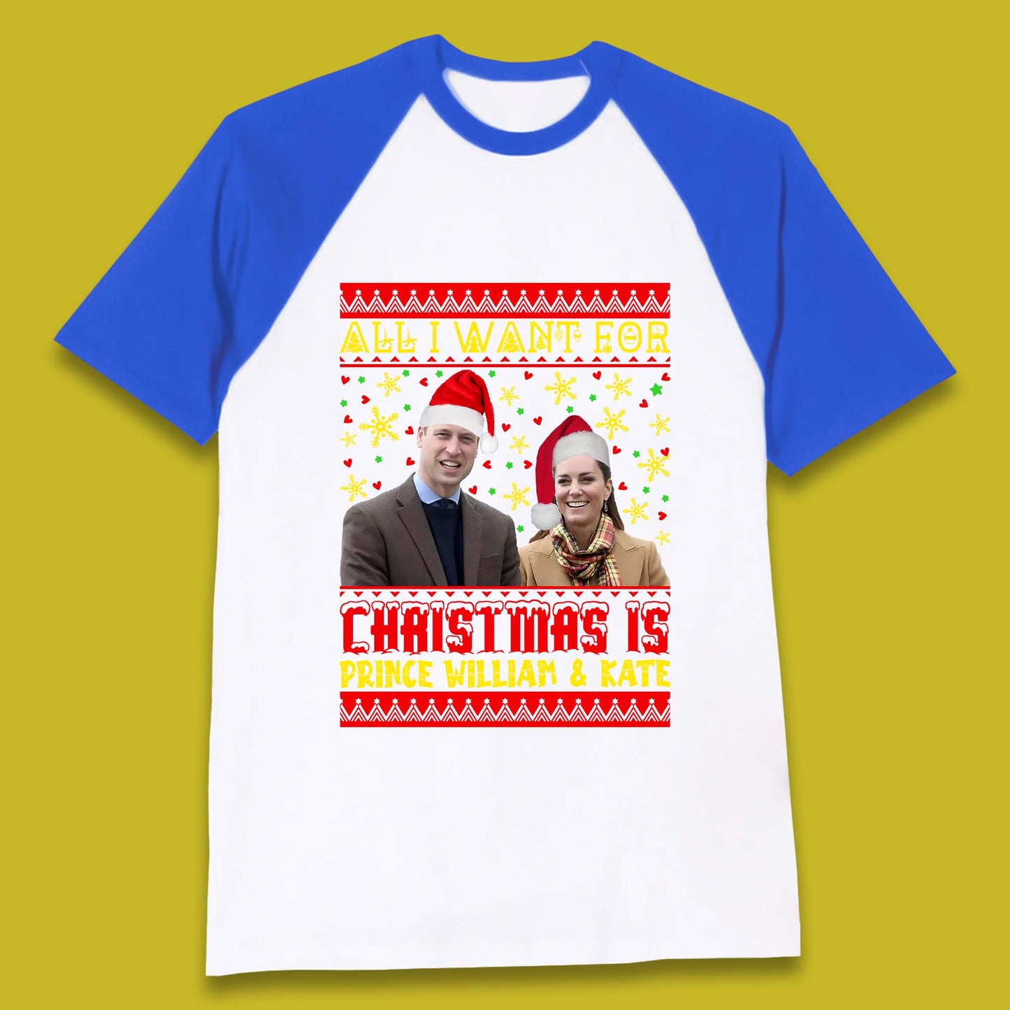 Prince William & Kate Christmas Baseball T-Shirt