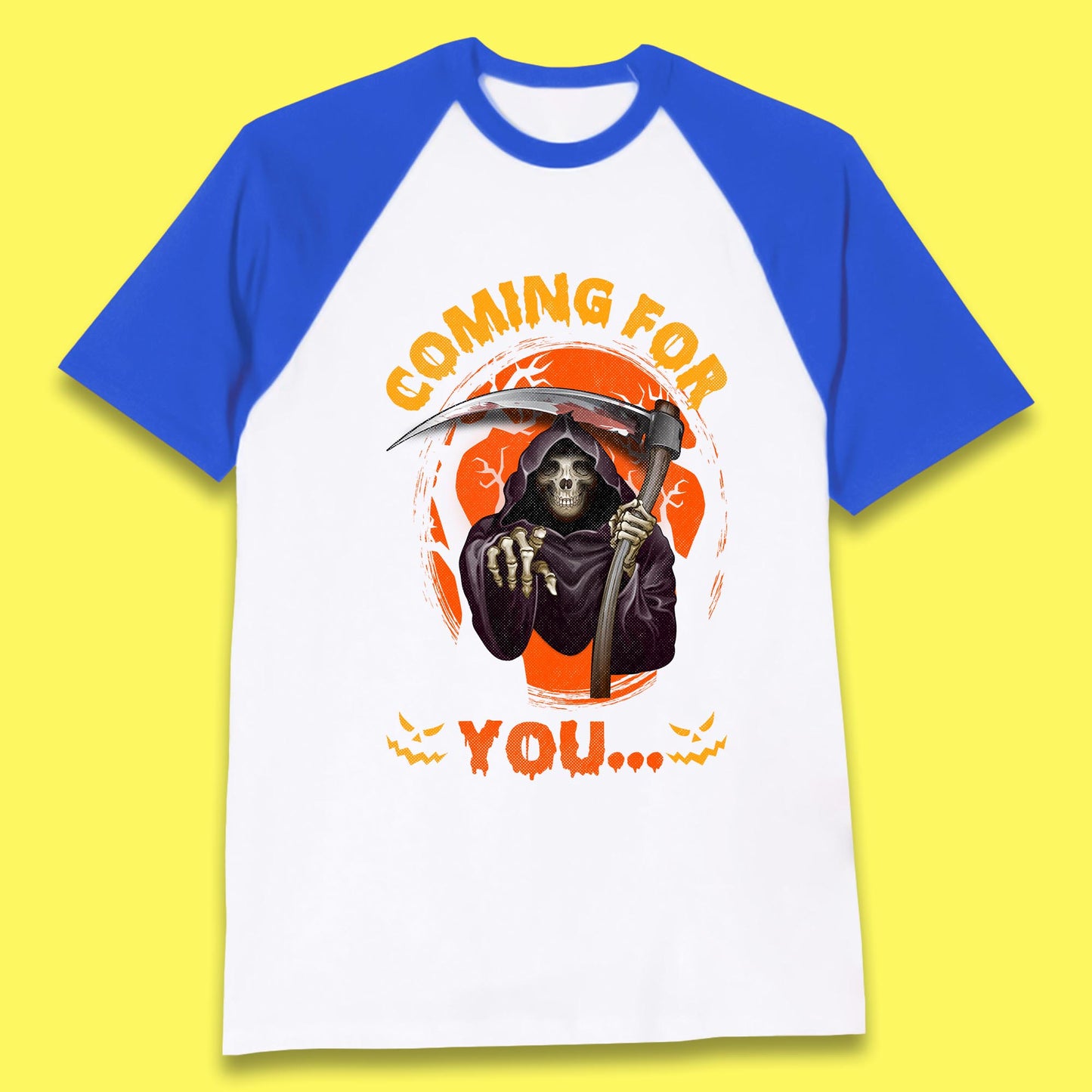 Coming For You Grim Reaper Halloween Skeleton With Scythe Halloween Ghost Baseball T Shirt