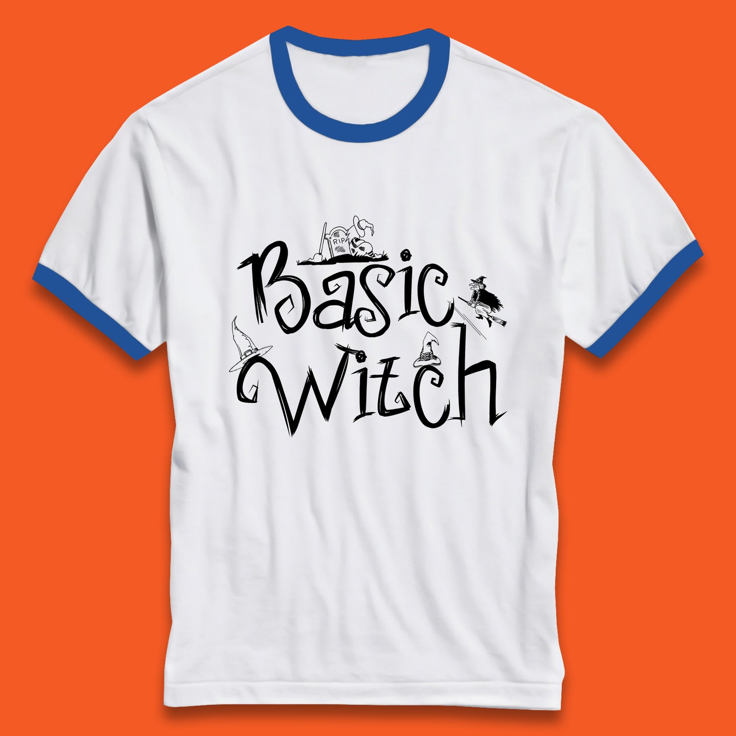 Basic Witch Funny Halloween Witch Horror Spooky Season Ringer T Shirt