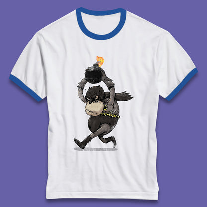 Old Batman Throwing Bomb Comic Book Art Aging Superhero DC Comics Fictional Character Ringer T Shirt