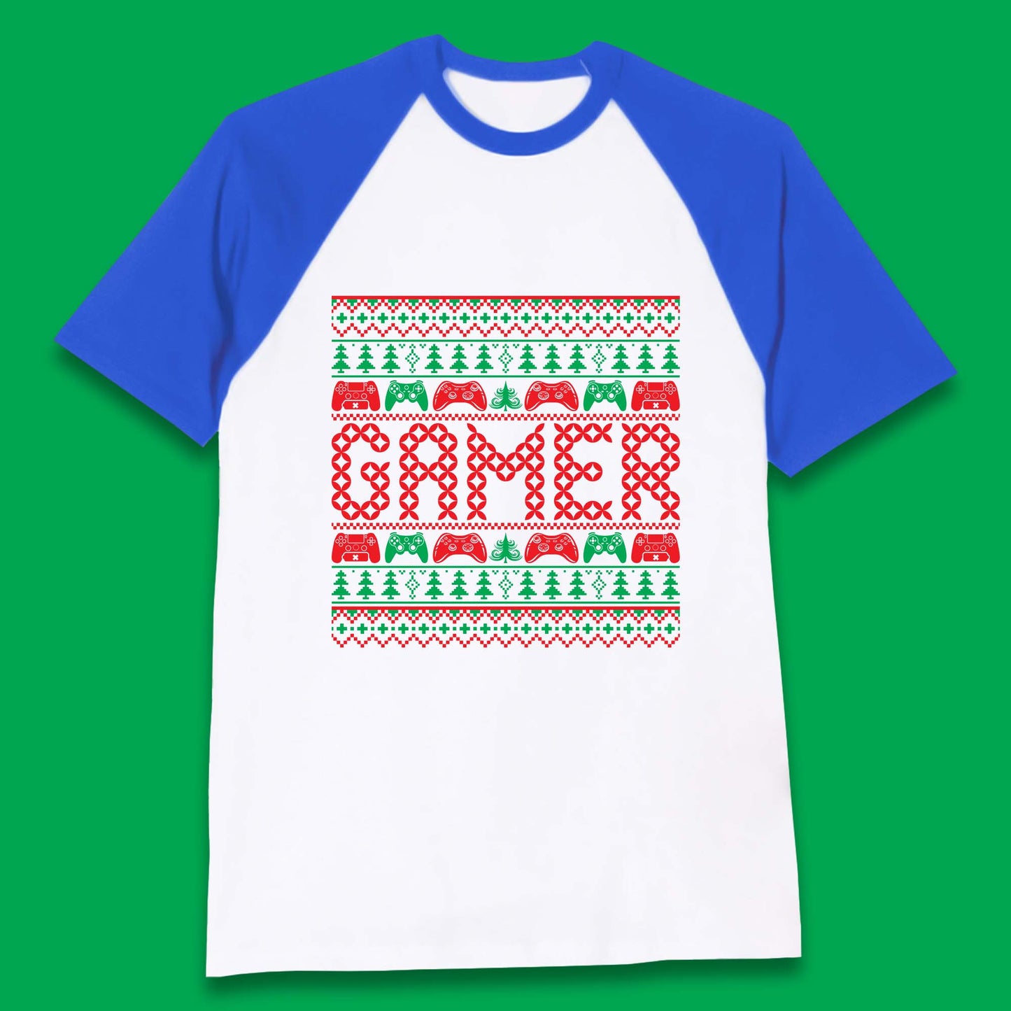 gamer controller christmas baseball t shirt