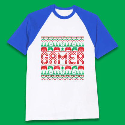 gamer controller christmas baseball t shirt