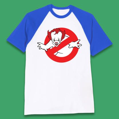 The Real Ghostbusters No Ghost Halloween IT Pennywise Clown Movie Mashup Parody Baseball T Shirt