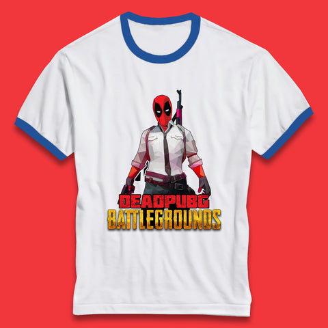 Deadpubg Battlegrounds Deadpool FPS Comic PUBG PlayerUnknown'S Battlegrounds Inspired Parody Gaming Ringer T Shirt