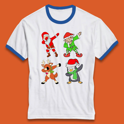 santa claus & friends dabbing ringer t shirt