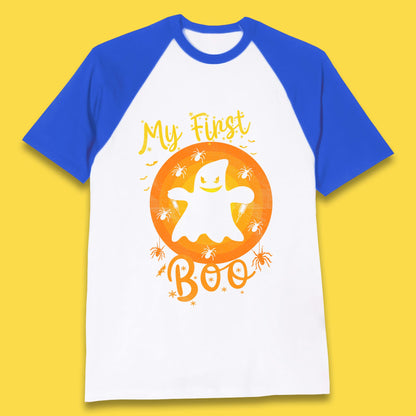 My First Boo Halloween Funny Boo Ghost Horror Scary Creepy Season Baseball T Shirt