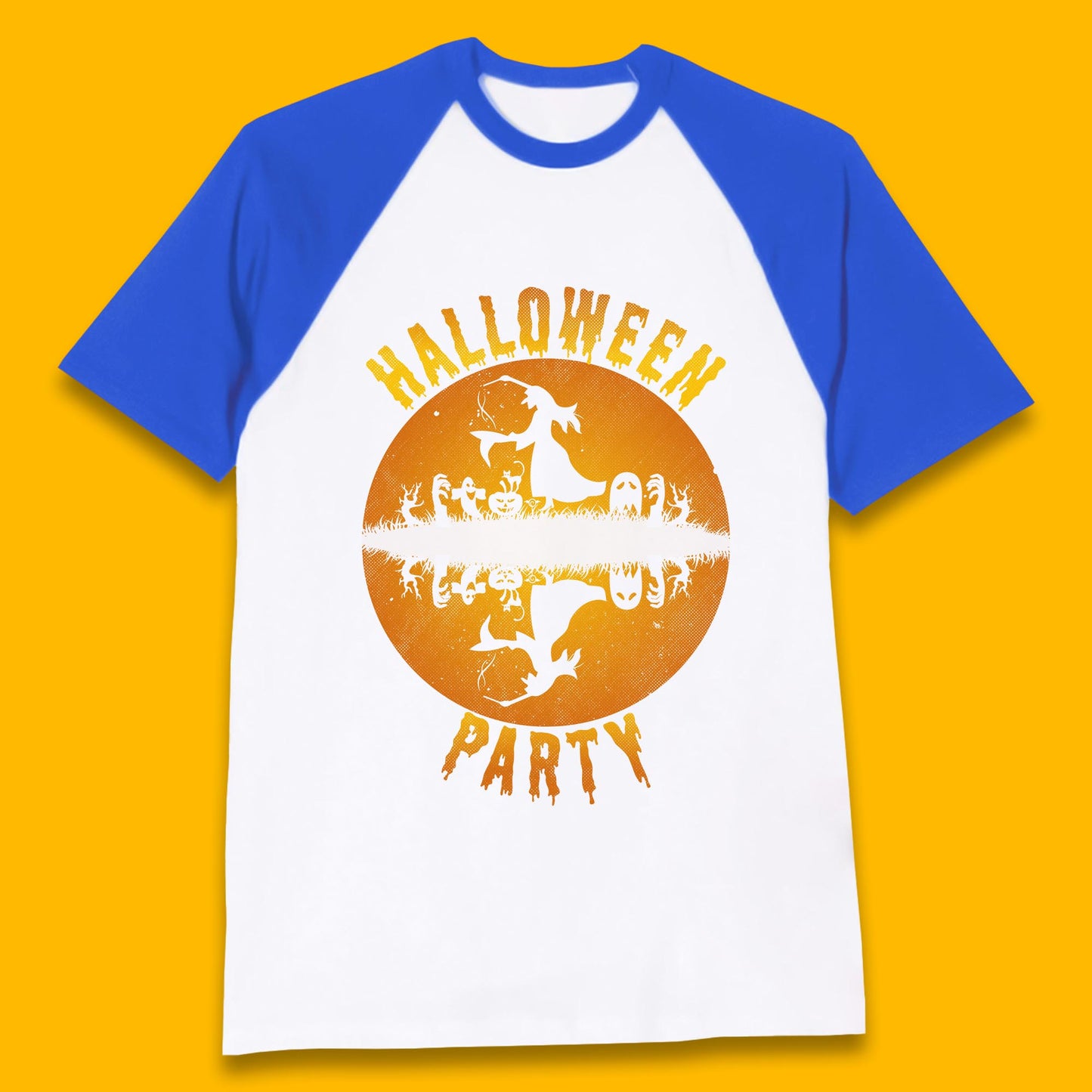 Halloween Party Flying Witch Horror Scary Spooky Season Scary Boo With Full Moon Baseball T Shirt