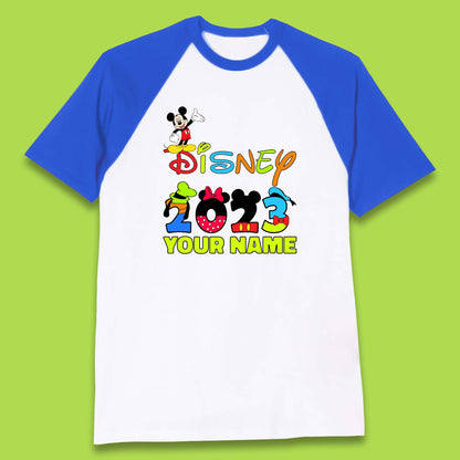 Personalised Disney 2023 Disney Club Your Name Mickey Mouse Minnie Mouse Donald Duck Pluto Goofy Cartoon Characters Disney Vacation Baseball T Shirt