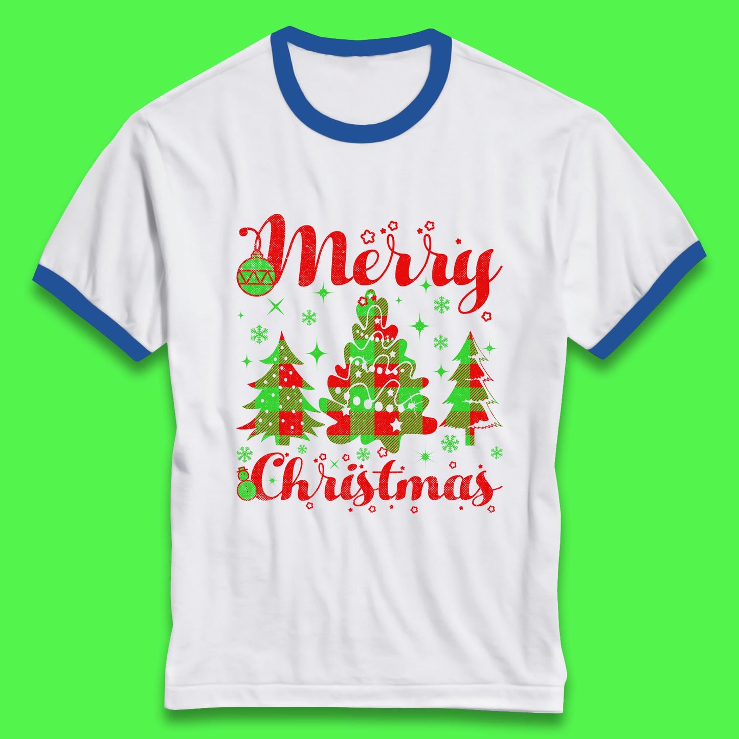 merry christmas trees ringer t shirt