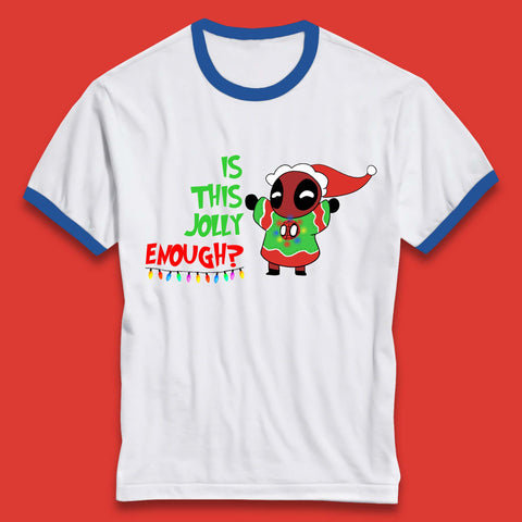 Jolly Enough Deadpool Christmas Ringer T-Shirt