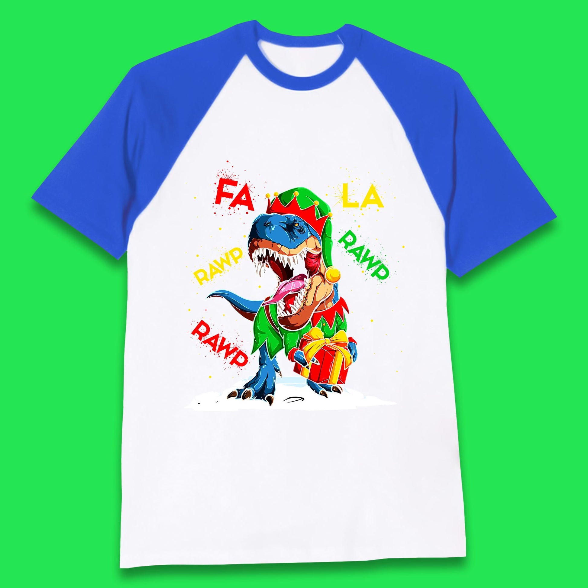christmas dinosaur baseball t shirt