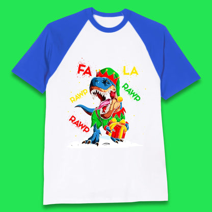 christmas dinosaur baseball t shirt