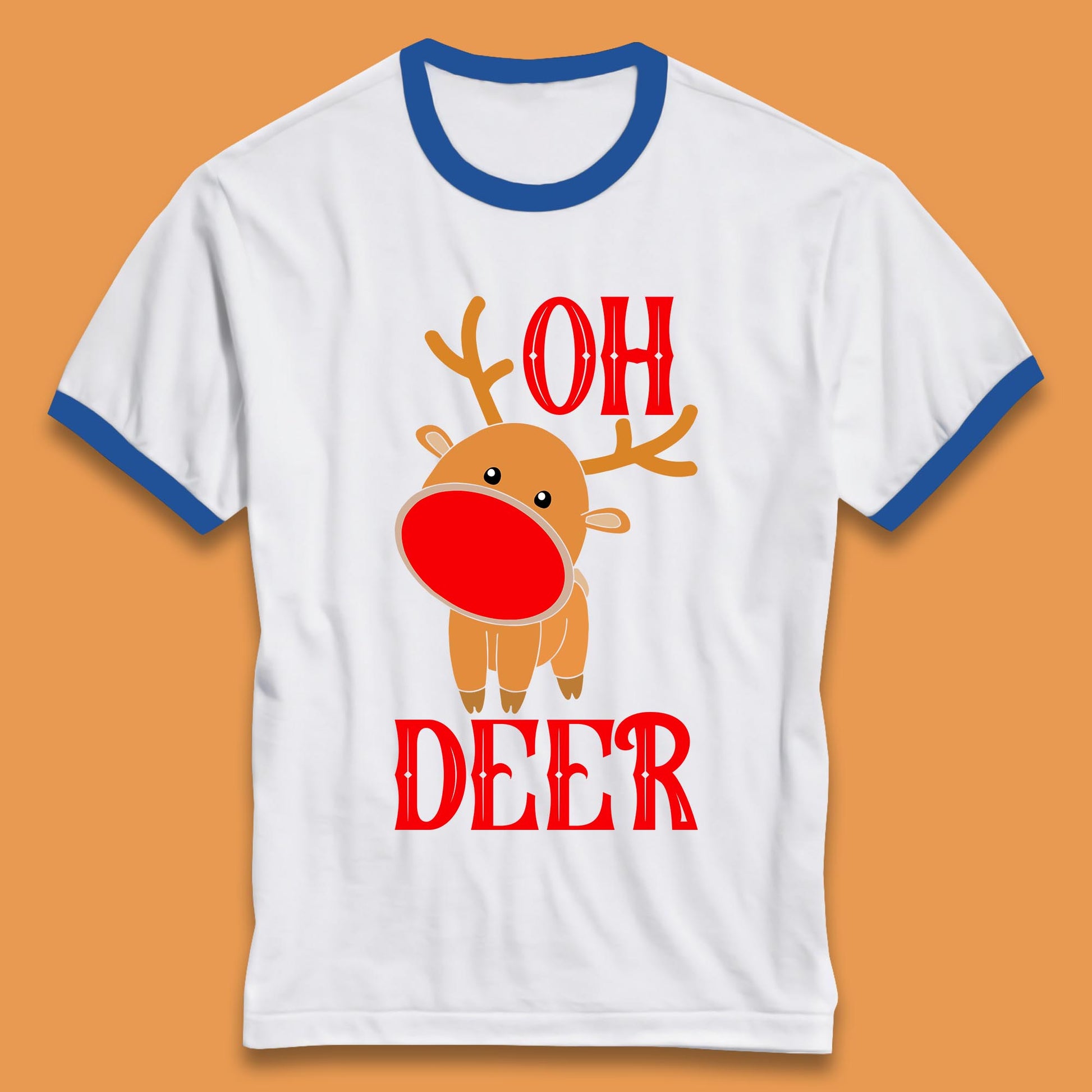 reindeer oh deer christmas rudolph ringer t shirt