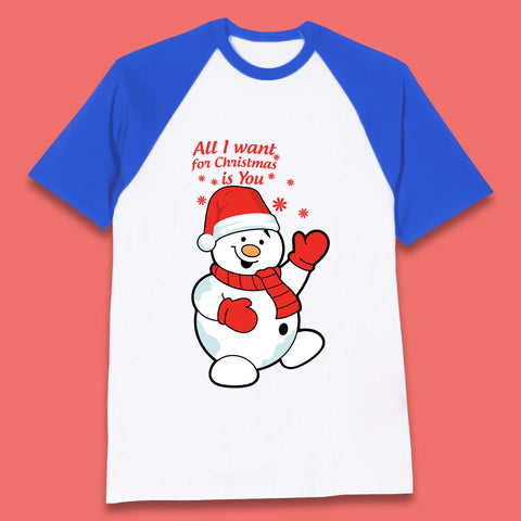 Snowman Christmas Baseball T-Shirt