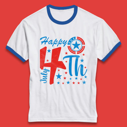 Happy 4th July United States Of America Independence Day Patriotic Celebration Fourth Of July Ringer T Shirt