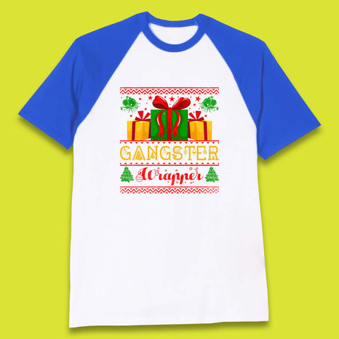 Gangster Wrapper Christmas Gangster Wrappa Funny Xmas Gift Wrapping Baseball T Shirt