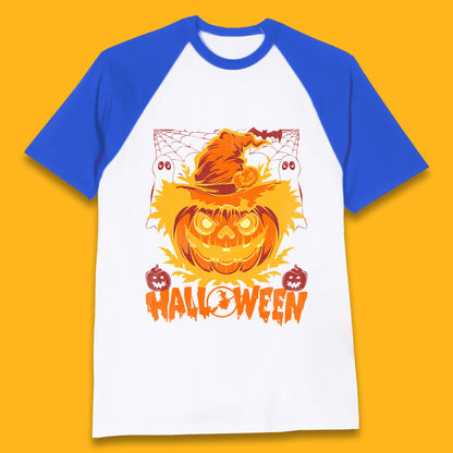 Halloween Scary Pumpkin Face Jack O Lantern Horror Halloween Night Baseball T Shirt
