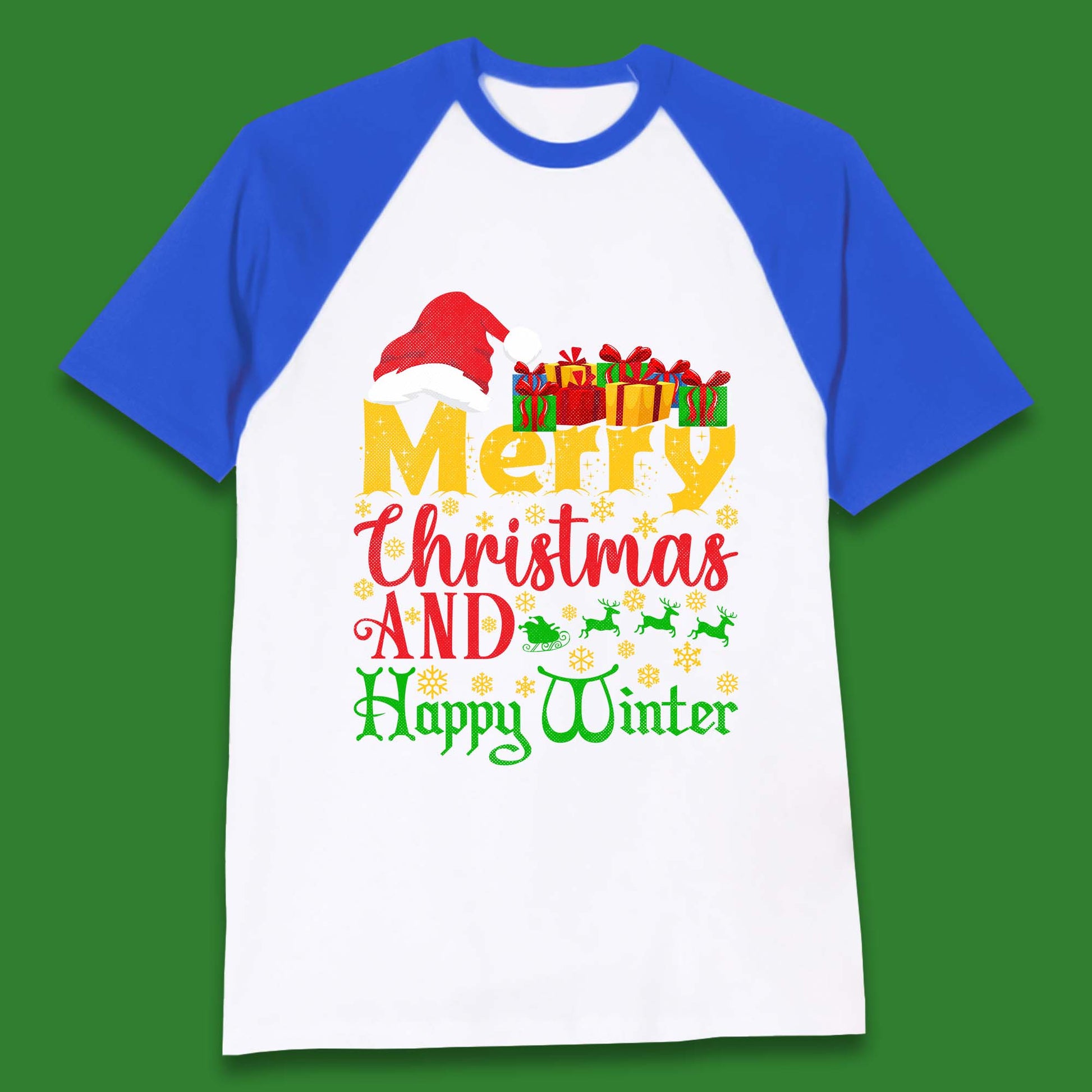merry christmas and happy winter baseball t shirt