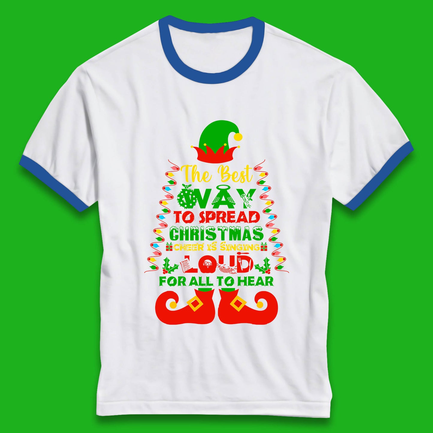 elf christmas quote ringer t shirt