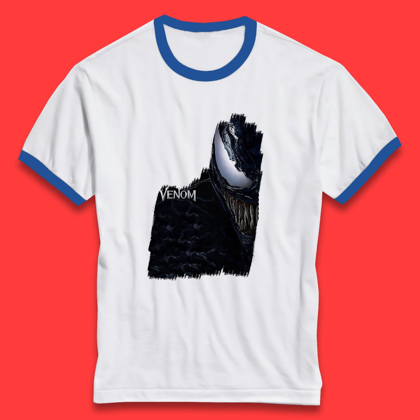 Angry Venom Amoled Half Face And Body Logo Marvel Avengers Superheros Movie Character Ringer T Shirt