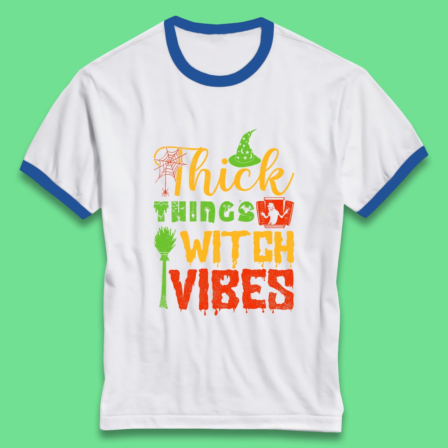 Thick Things Witch Vibes Halloween Magic Spooky Witches Witchcraft Ringer T Shirt