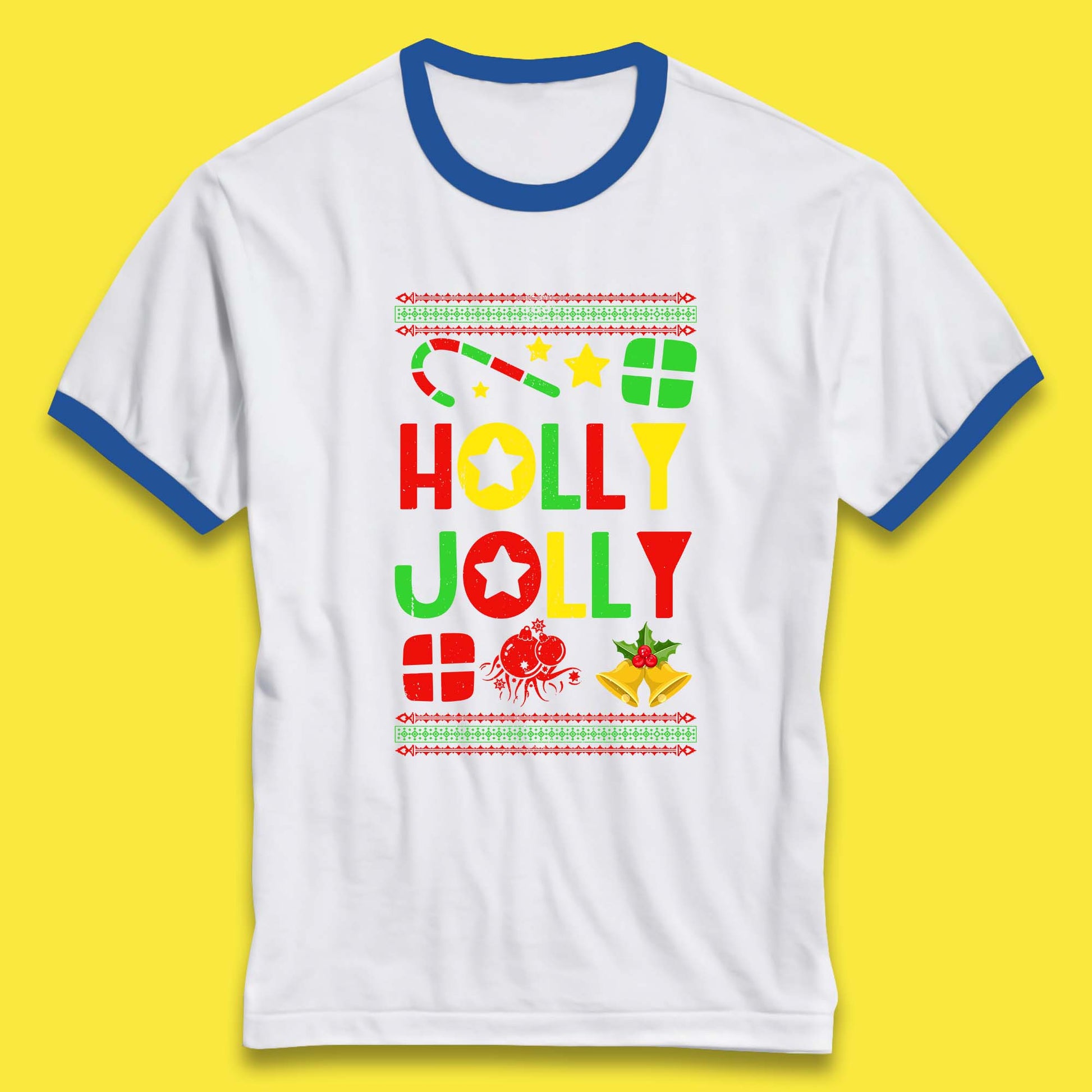 holly jolly christmas ringer t shirt