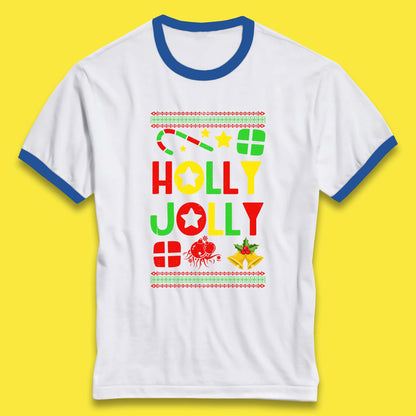 holly jolly christmas ringer t shirt