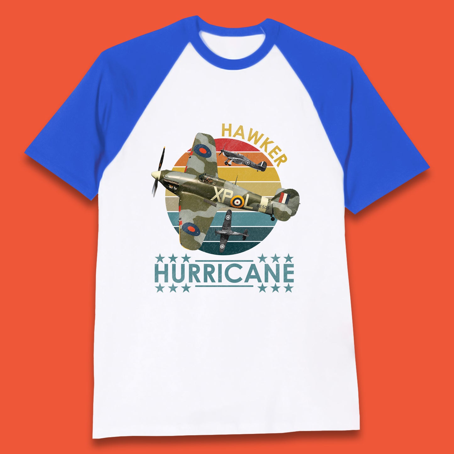 Hawker Hurricane UK Vintage WWII RAF Fighter Jet British Aircraft Royal Air Force Remembrance Day Baseball T Shirt