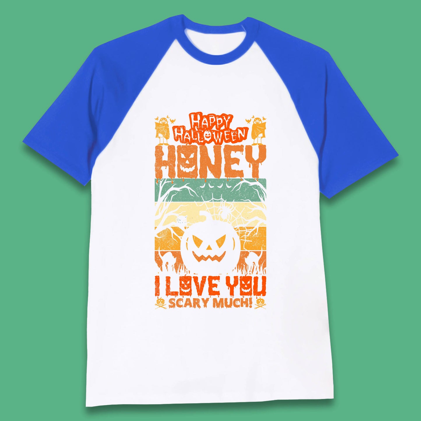 Happy Halloween Honey I Love You Scary Much Funny Halloween Scary Pumpkin Baseball T Shirt