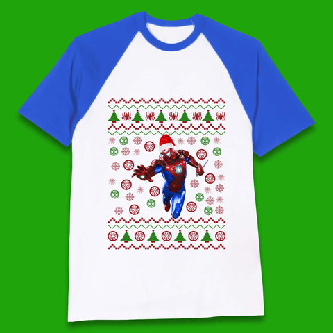 Iron Spider Man Suit Christmas Baseball T-Shirt