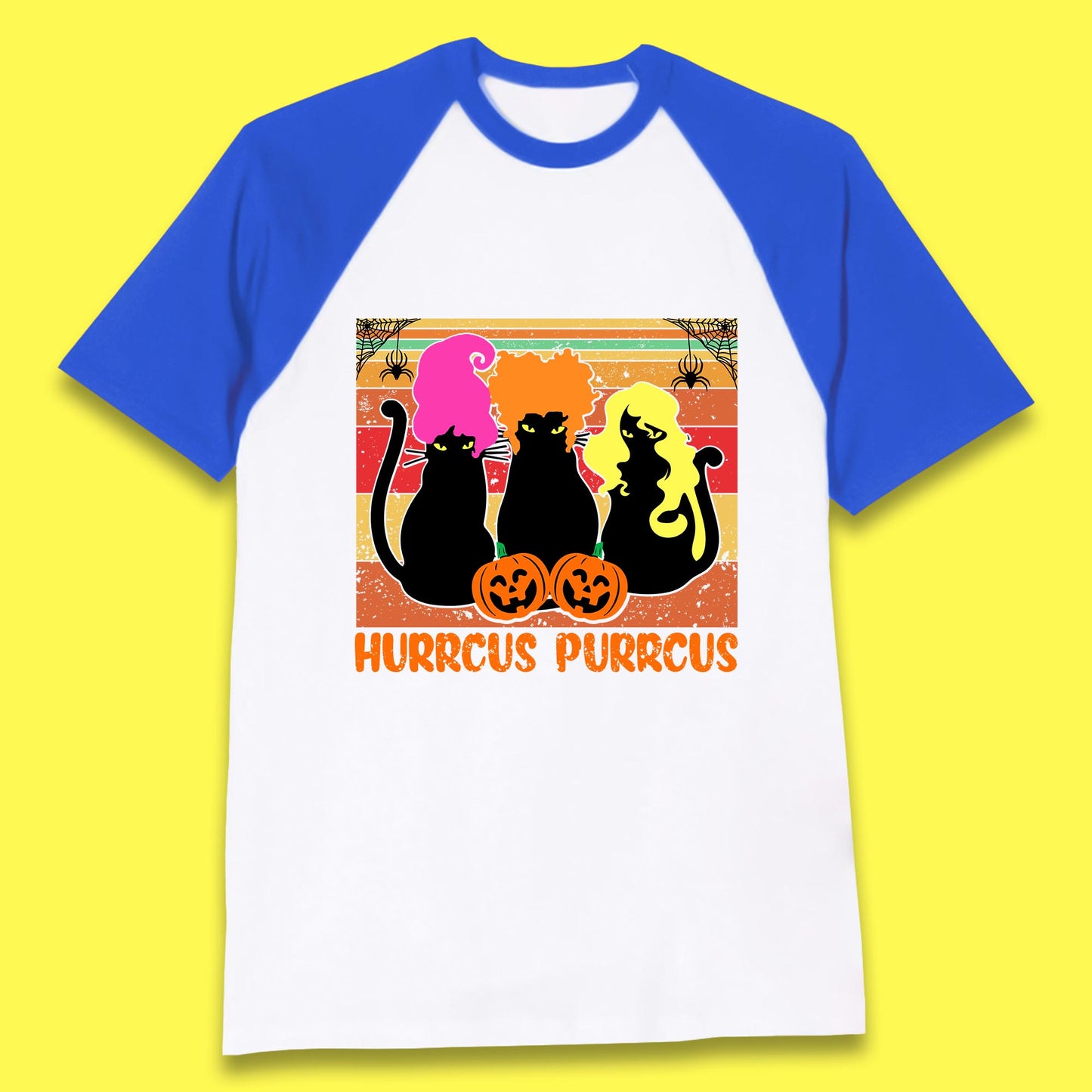 Vintage Halloween Witches Hurrcus Purrucs Scary Cat Horror Pumpkin Faces Hocus Pocus Halloween Costume Baseball T Shirt