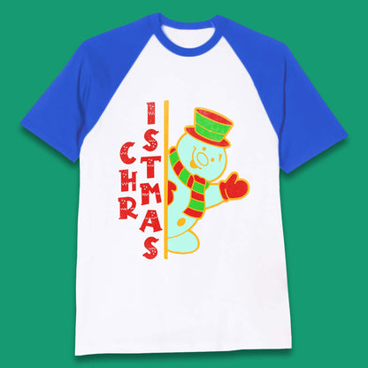 Christmas Snowman Baseball T-Shirt