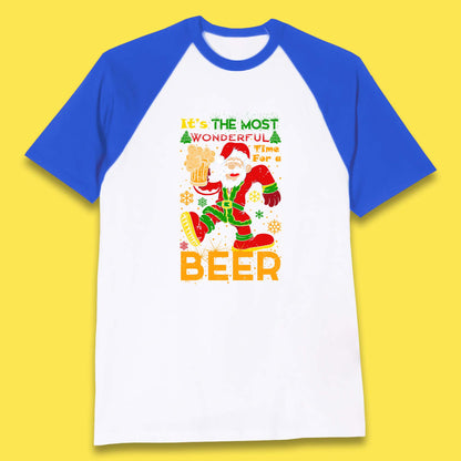 santa drink beer baseball t shirt