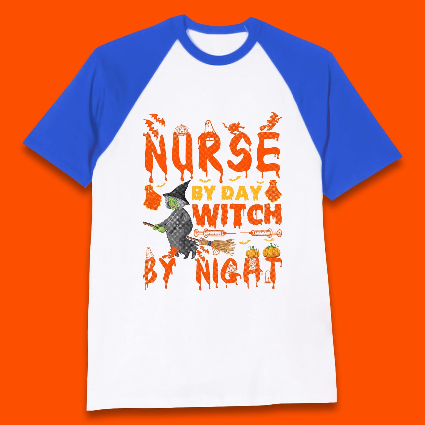Nurse By Day Witch By Night Halloween Funny Nursing Spooky Nurse Baseball T Shirt