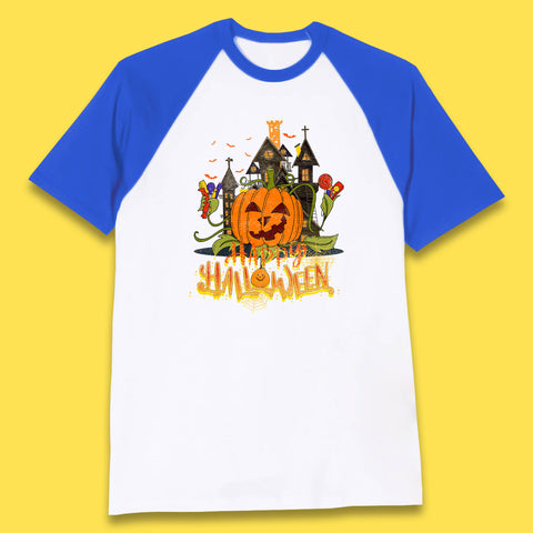 Happy Halloween Spooky Haunted House Halloween Pumpkin Horror Scary Jack-o-lantern Baseball T Shirt