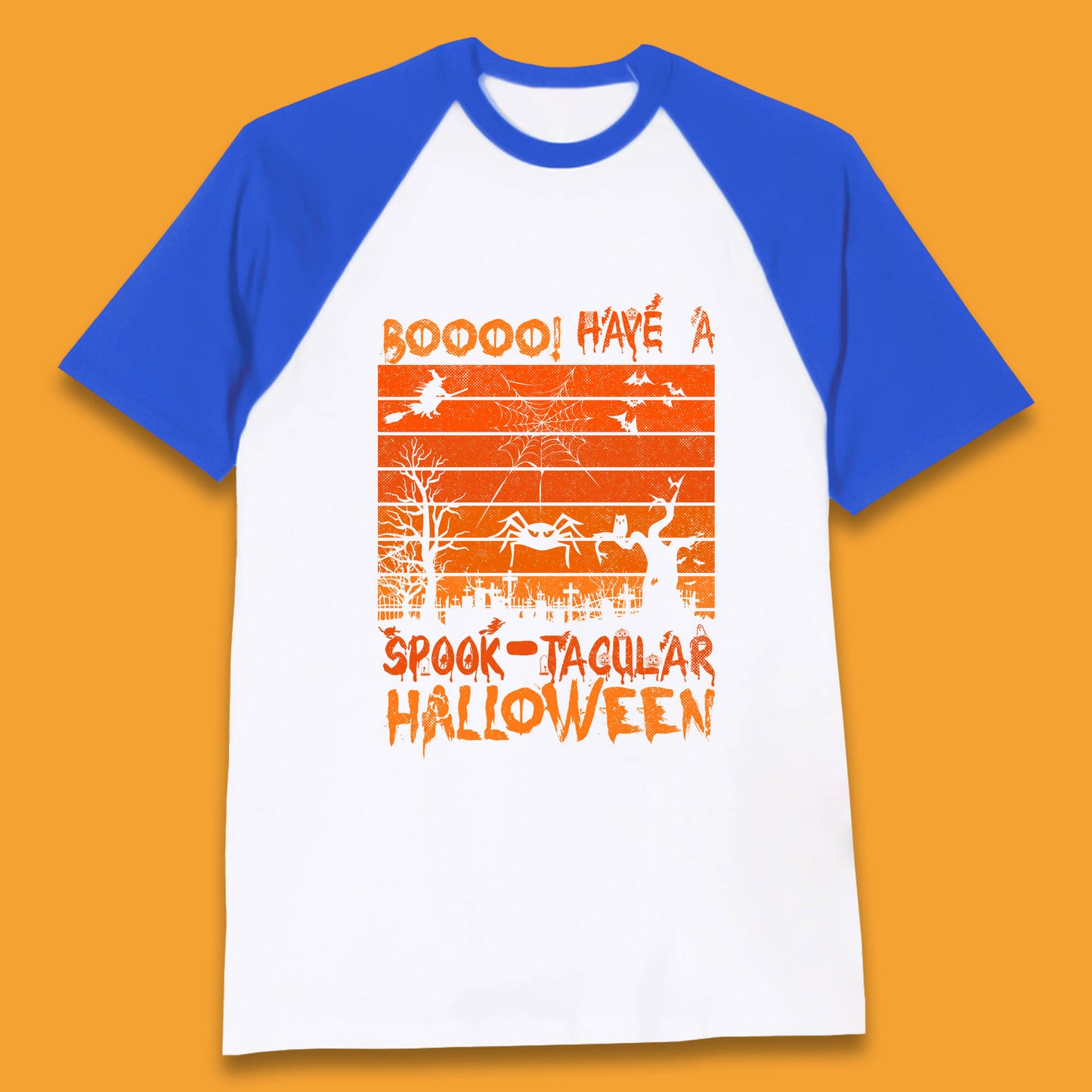 Booo Have A Spook Tacular Halloween Graveyards With Dead Tree Horror Scary Baseball T Shirt