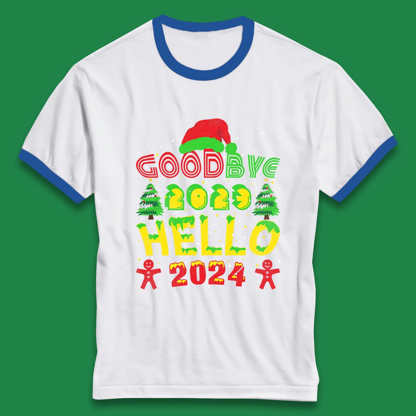 Good Bye 2023 Hello 2024 Merry Christmas Funny Happy New Year Xmas Ringer T Shirt