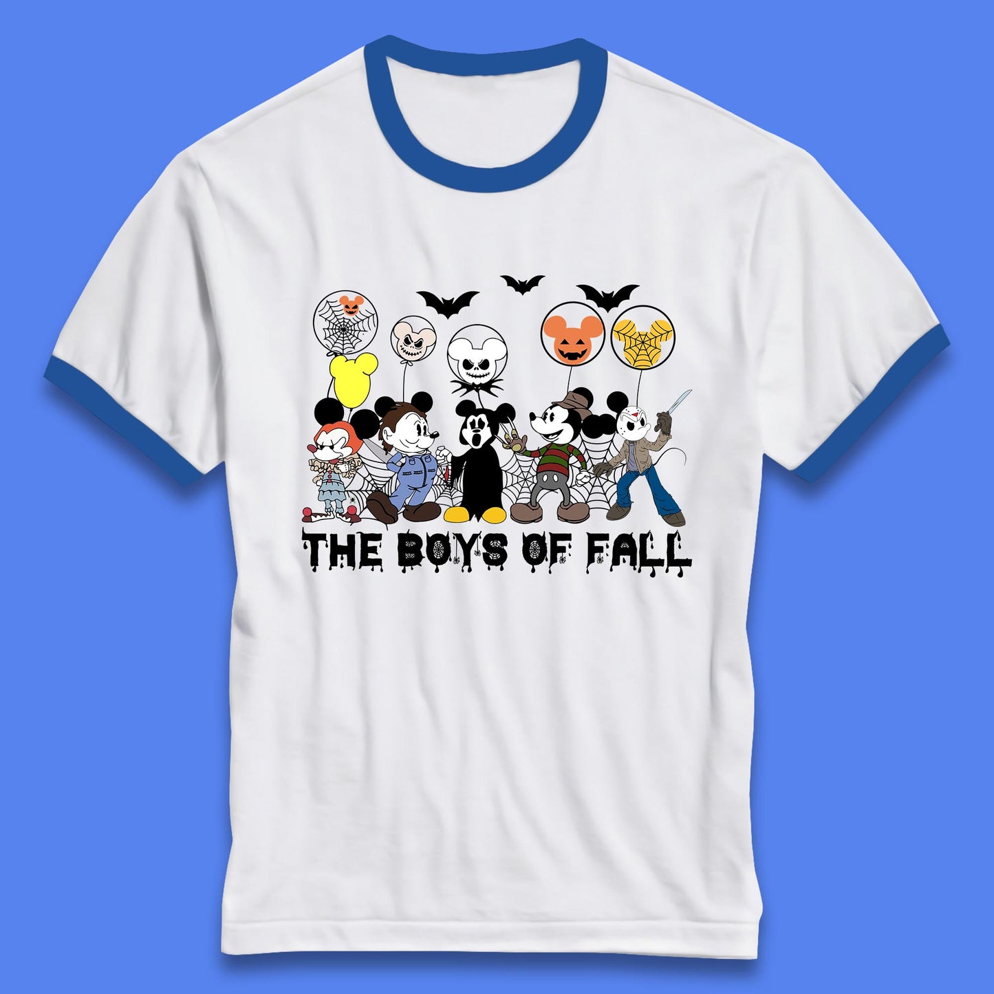 The Boys Of Fall Halloween Disney Mickey Mouse & Friends Horror Movie Characters Ringer T Shirt