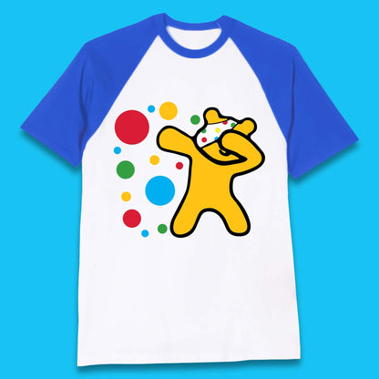 Dabbing Spotty Pudsey Bear Children In Need Dab Dance Spotty Day Donation Baseball T Shirt