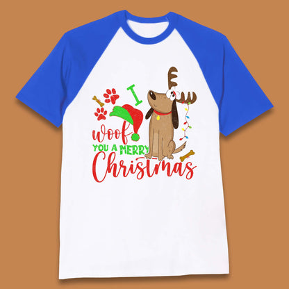I Woof You A Merry Christmas Baseball T-Shirt