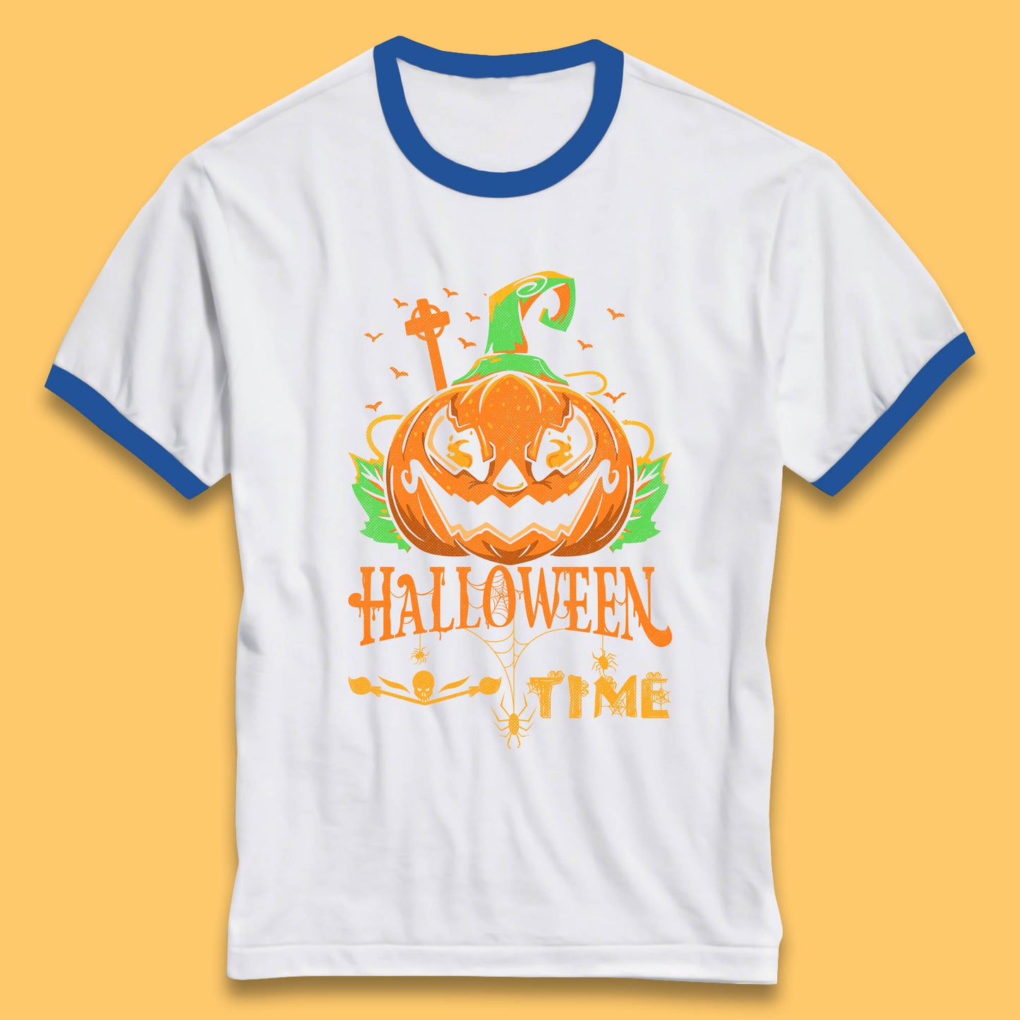 Halloween Time Scary Face Jack O Lantern Horror Pumpkin Halloween Scary Night Ringer T Shirt